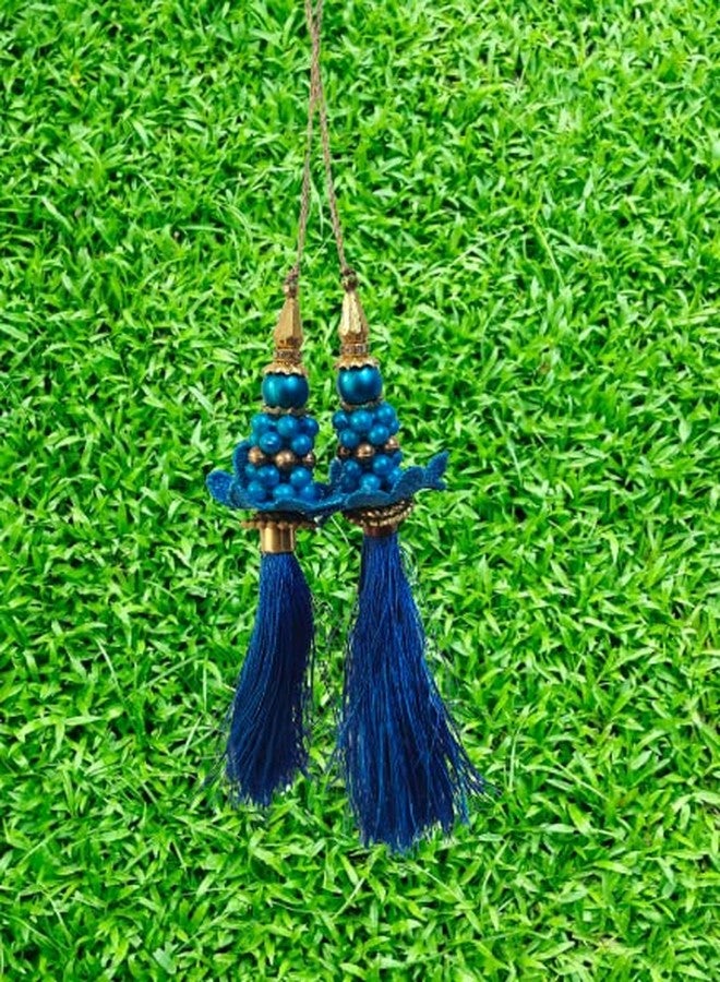 PRIMEFAIR Handmade Women Fabric Ethnic Hanging Tassel and latkan for Blouse Saree, Small -Set of-2 Brooches & Pins (FIROZI) - Image 3